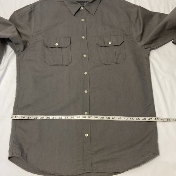 OLD NAVY,ON,MEN,GRAY,LINEN BLEND,BUTTON UP,LONG SLEEVE SHIRT.SIZE-XL. - Picture 6 of 13